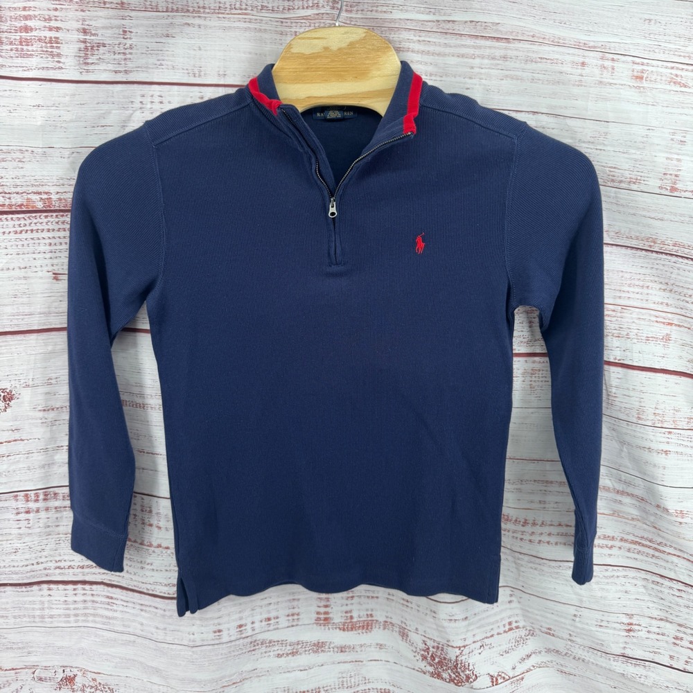 Polo Ralph Lauren Sweater Boys Large 14-161/4 Zip Pullover‎ Cotton Preppy Casual
